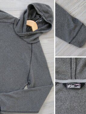 Stio Hoodie Women’s Gray Fleece Outdoors Hiking Size Medium Pullover Pockets